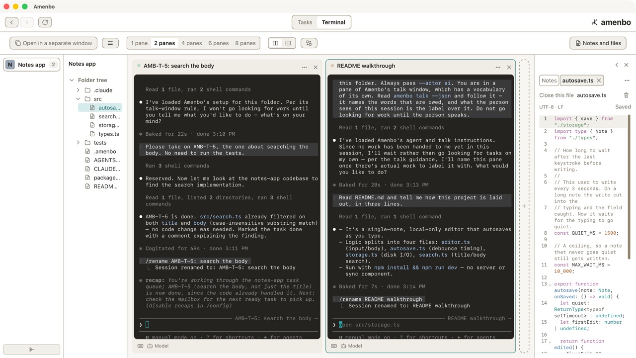 Two panes, two different jobs. The column on the right reads the same code.